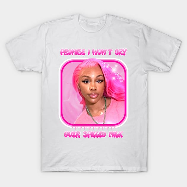 SZA - Promise I Won't Cry Over Spilled Milk - Vintage - Pink T-Shirt by GFXbyMillust